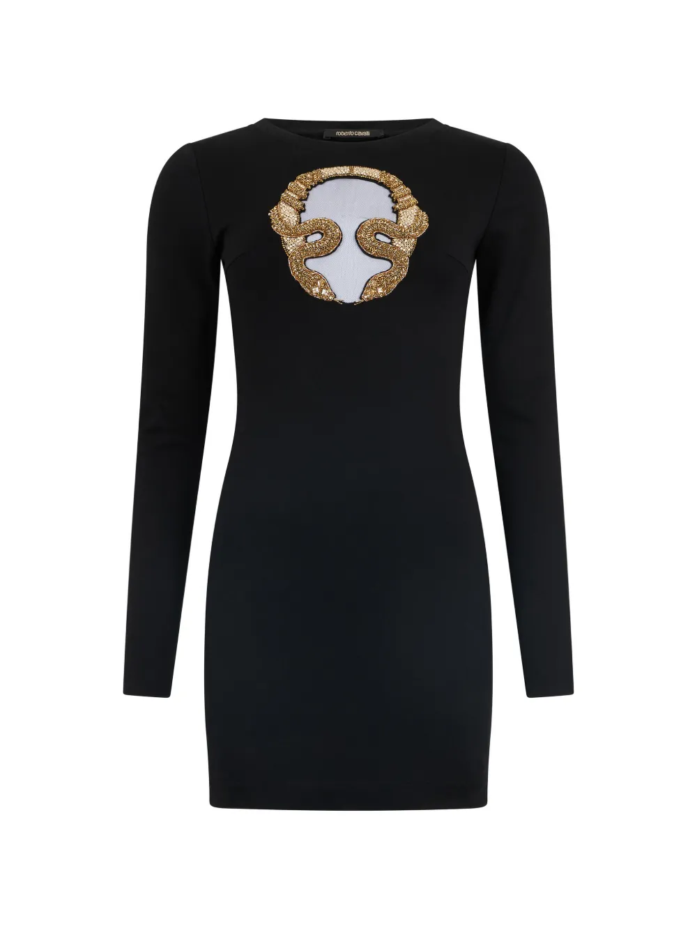 Roberto Cavalli embellished long-sleeve mini dress - Nero