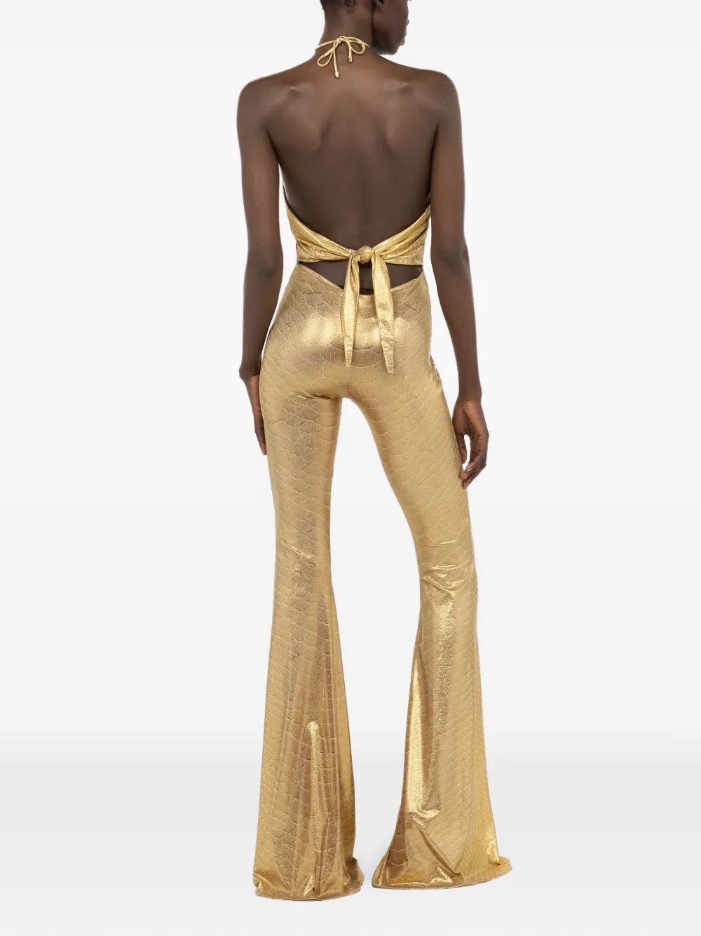 Roberto Cavalli Halter jumpsuit met print Goud