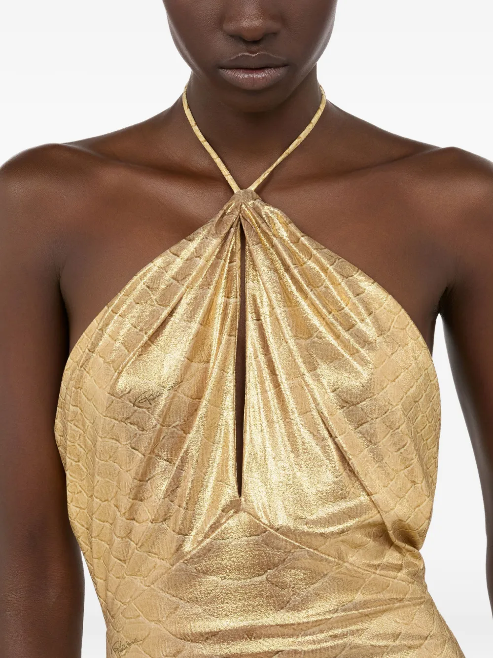 Roberto Cavalli Halter jumpsuit met print Goud