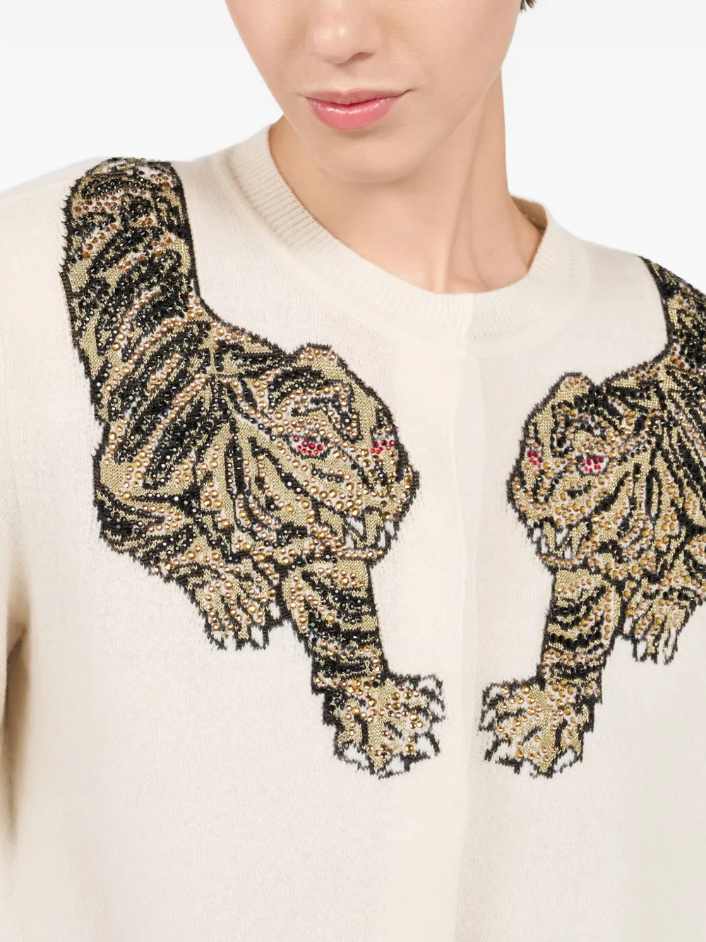 Roberto Cavalli Vest verfraaid met tijger Beige