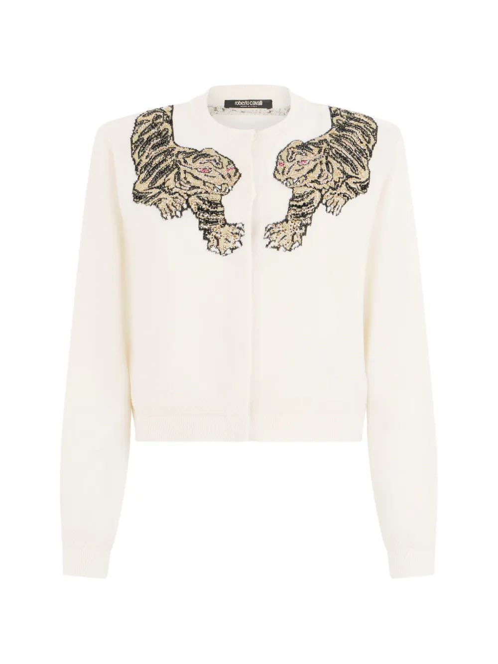 Roberto Cavalli tiger-embellished cardigan - Toni neutri