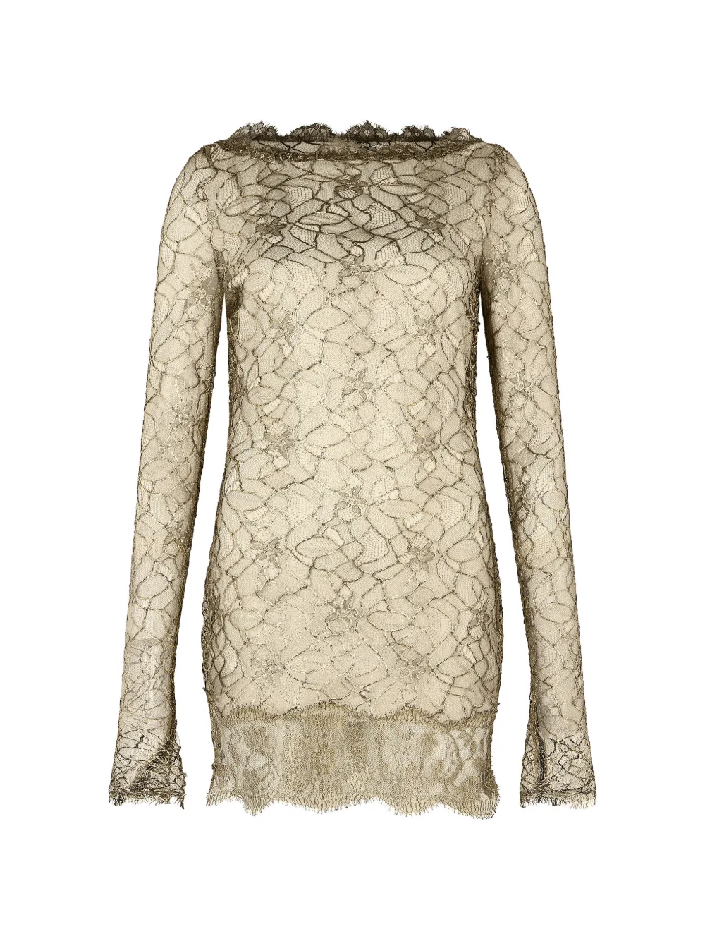 Roberto Cavalli lace-embroidered semi-sheer mini dress - Schwarz