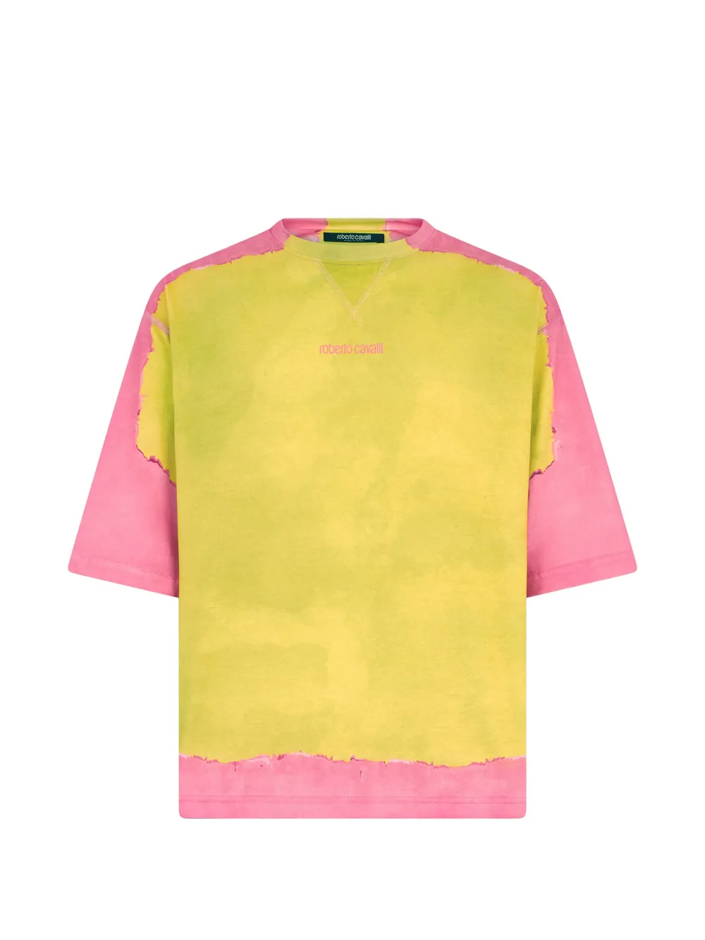 Roberto Cavalli logo-print dip-dye T-shirt - Gelb