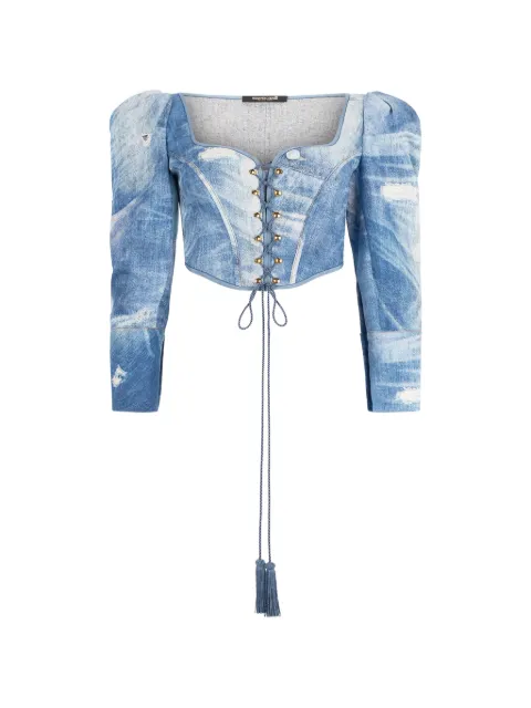 Roberto Cavalli patchwork-effect corset top