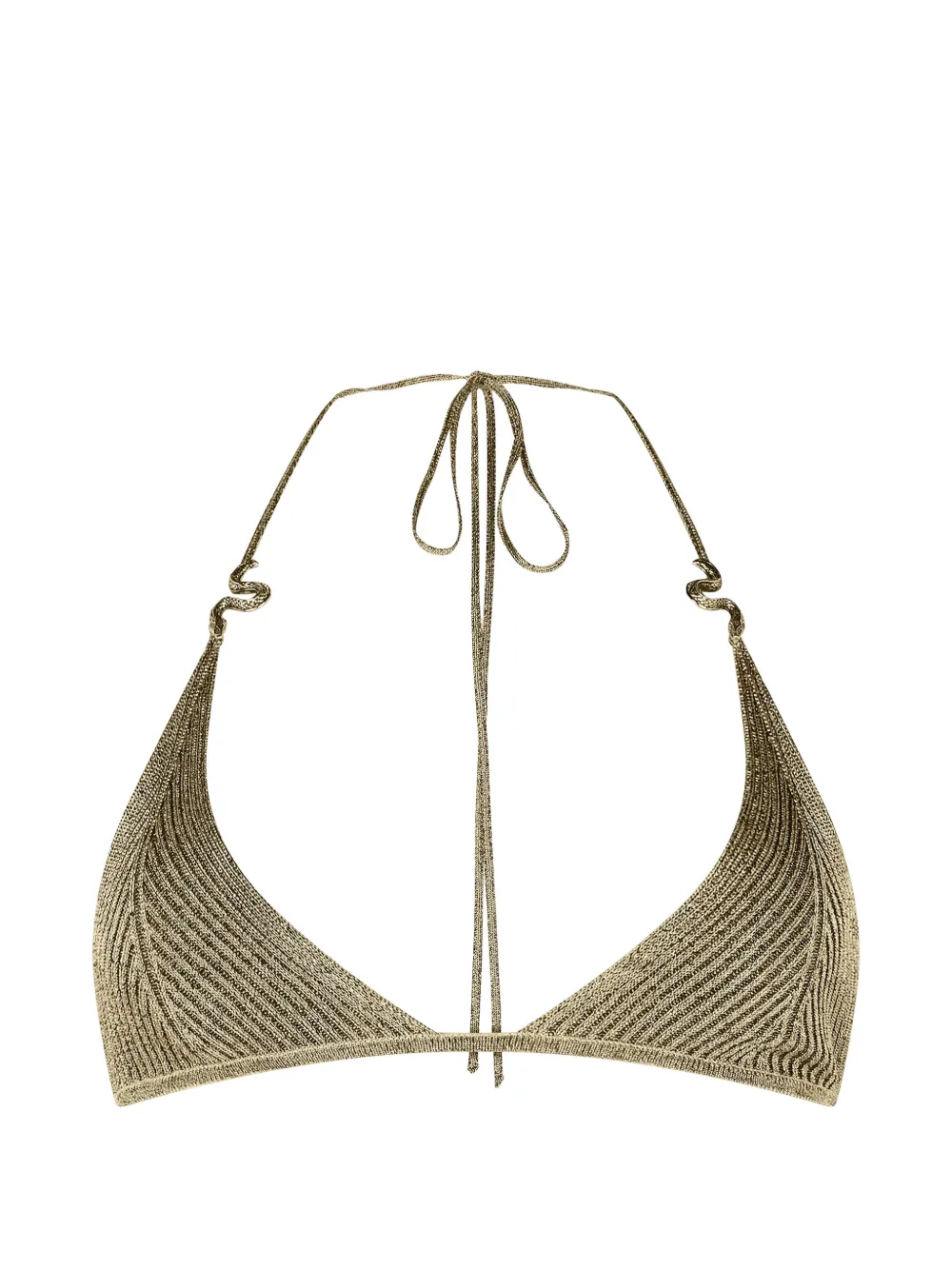 Roberto Cavalli ribbed serpent bikini top - Oro