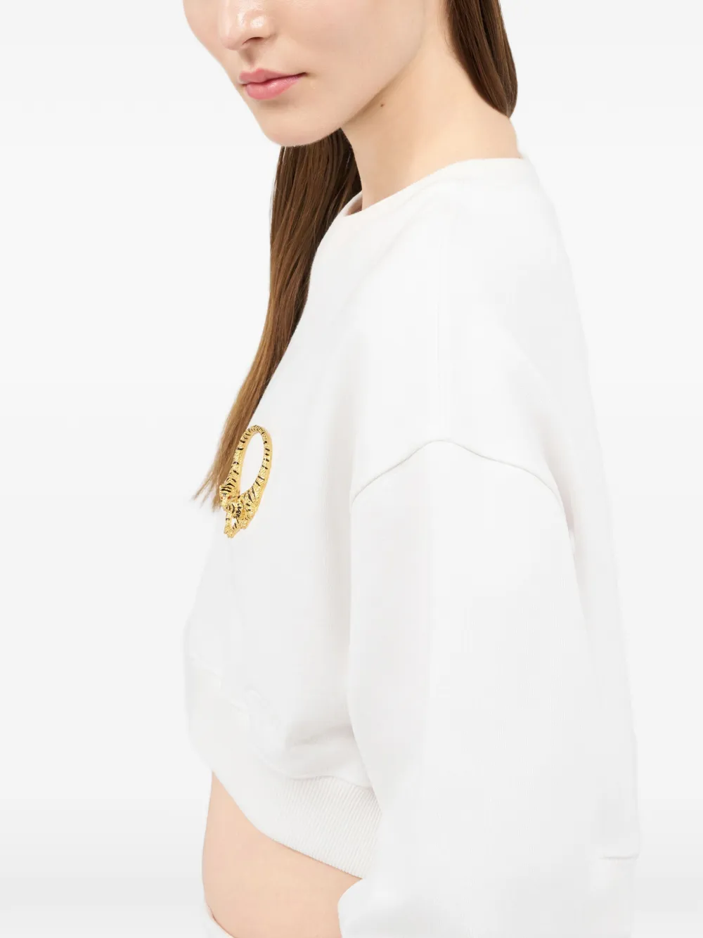 Roberto Cavalli Cropped sweater met verfraaiing Wit