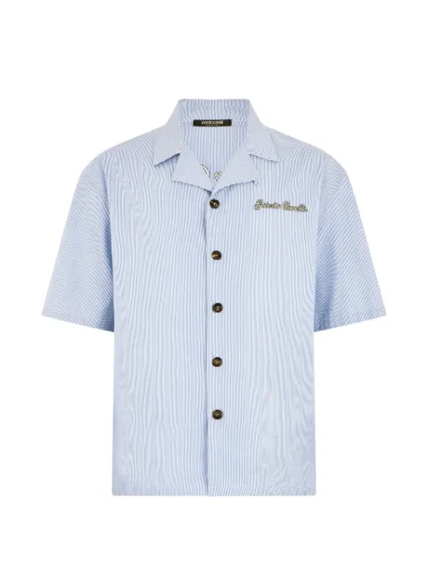 Roberto Cavalli logo-embroidered striped shirt