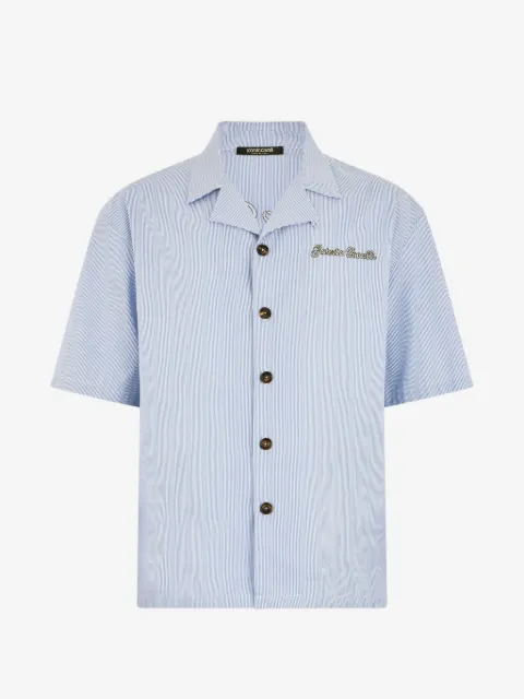 Roberto Cavalli logo-embroidered striped shirt