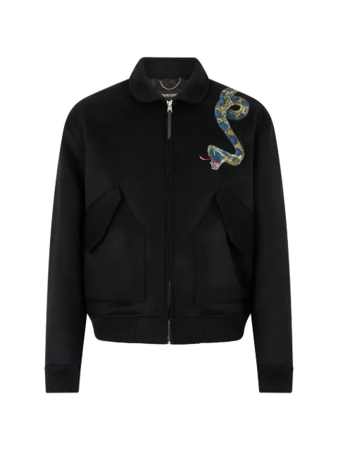 Roberto Cavalli snake-embroidered zip-up jacket