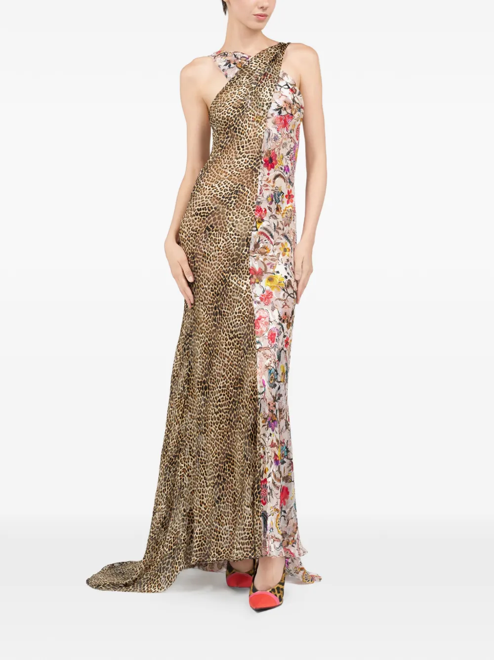 Roberto Cavalli Maxi-jurk met dierenprint Bruin