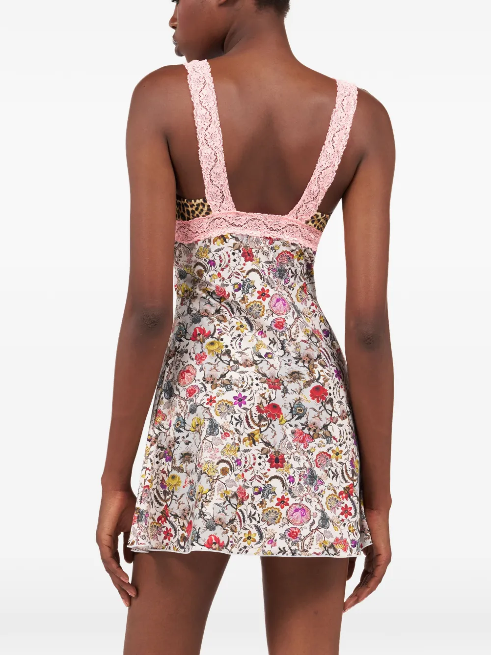 Roberto Cavalli Jurk met dierenprint en kant Wit