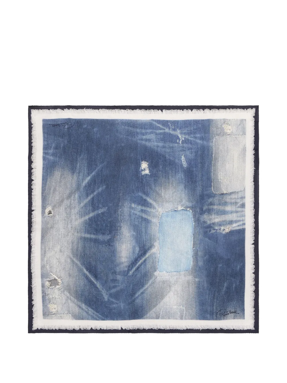 Roberto Cavalli patchwork-effect silk scarf - Blu