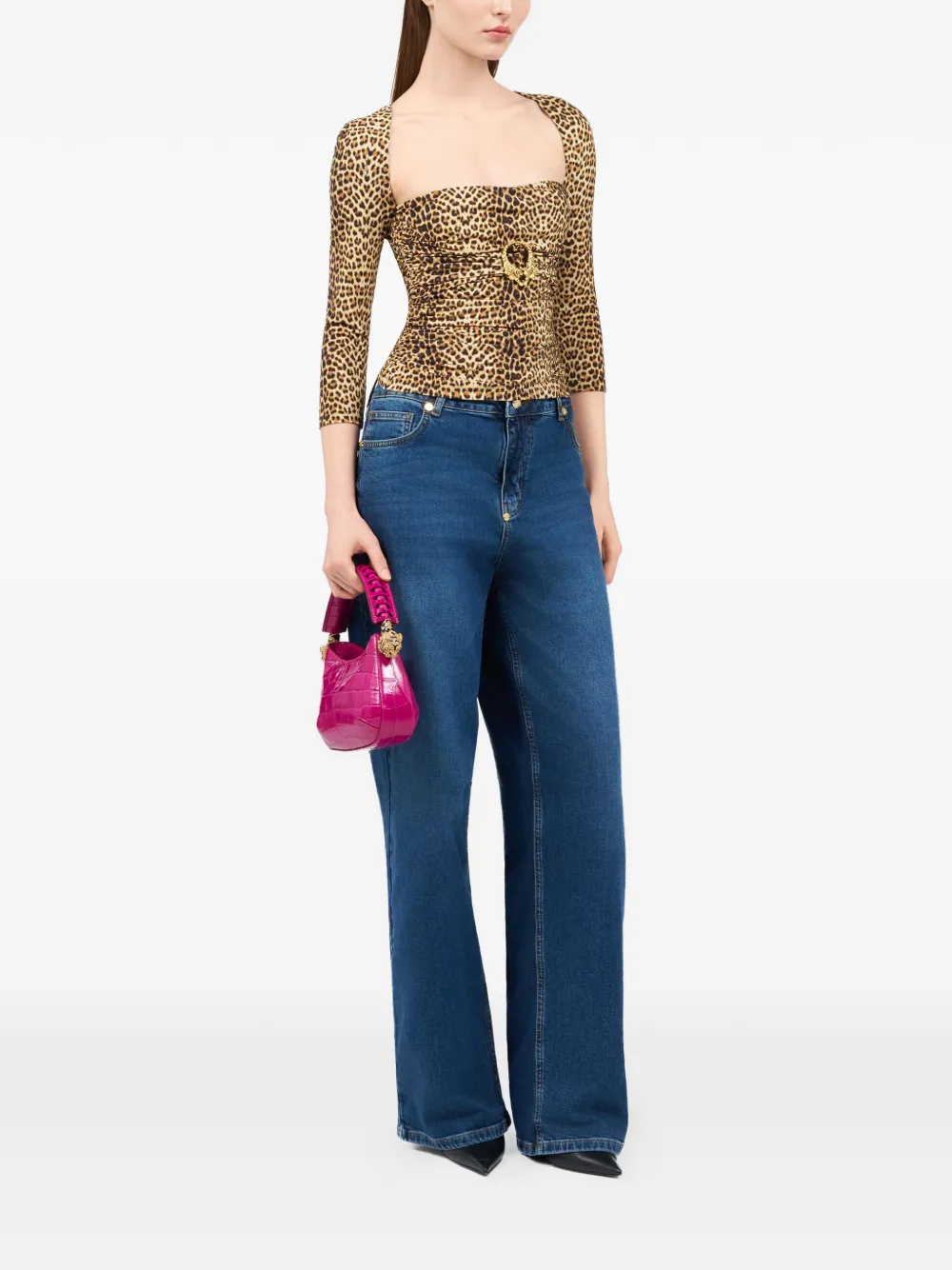 Roberto Cavalli Top met luipaardprint Bruin