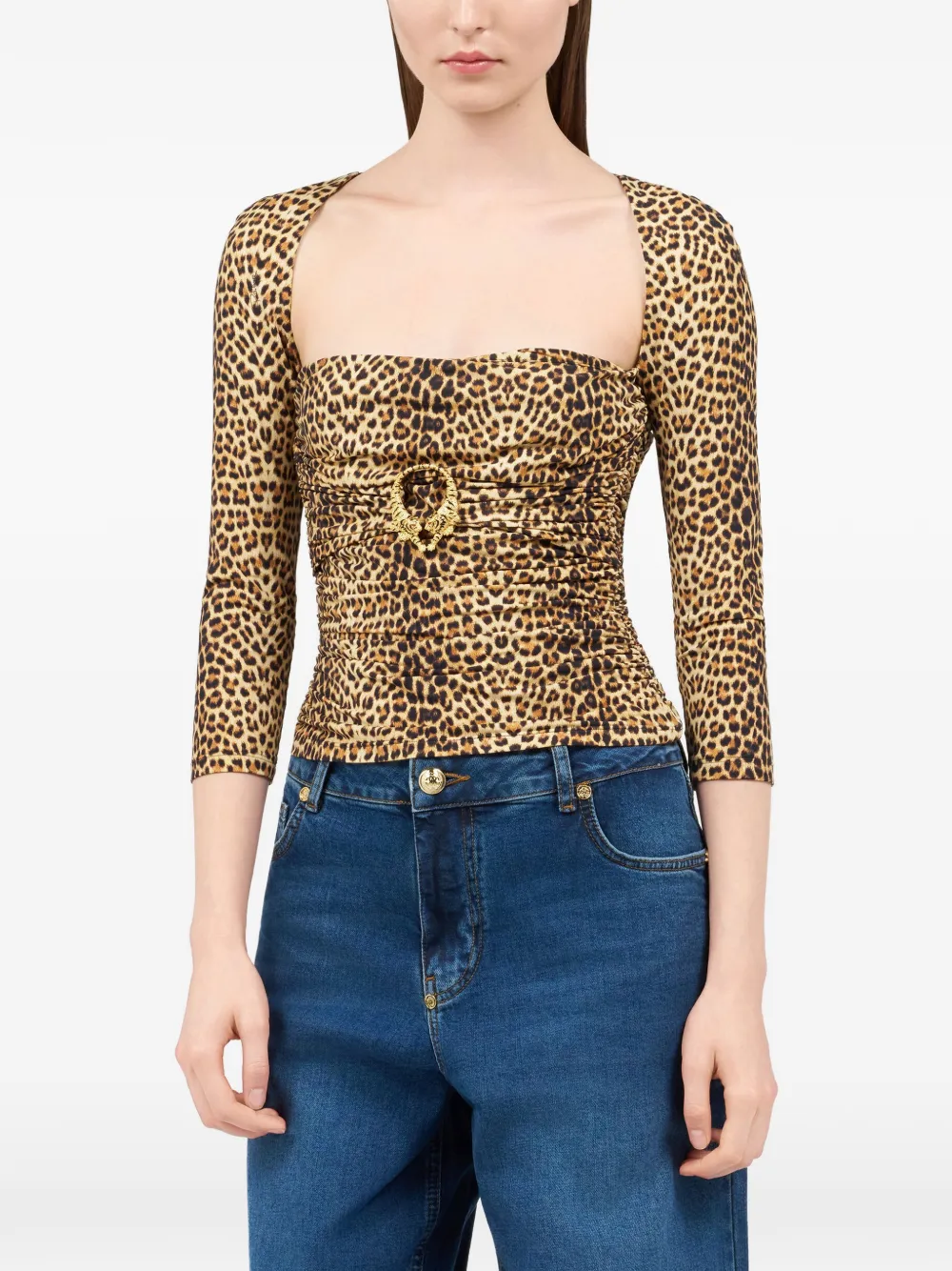 Roberto Cavalli Top met luipaardprint Bruin