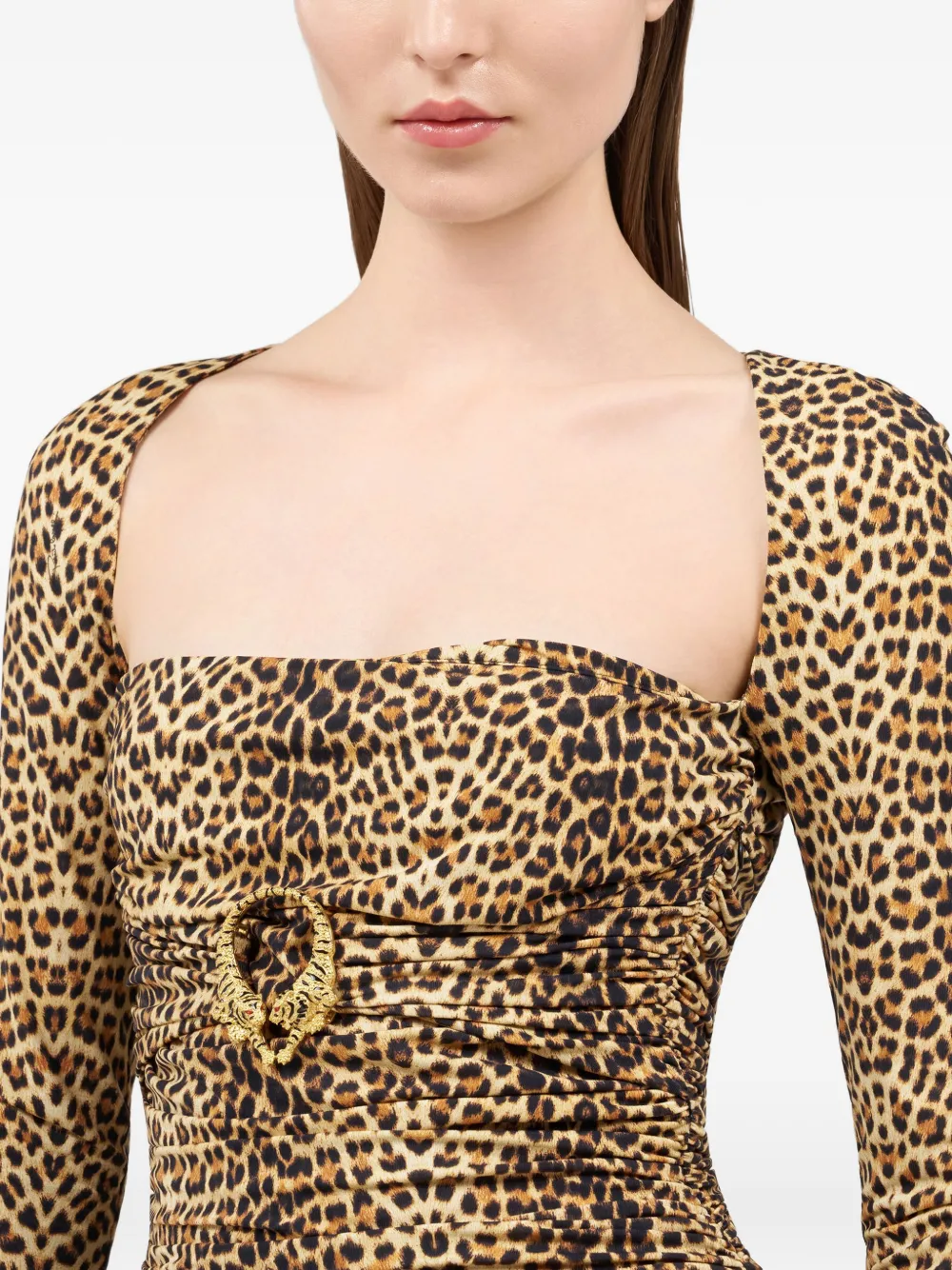 Roberto Cavalli Top met luipaardprint Bruin