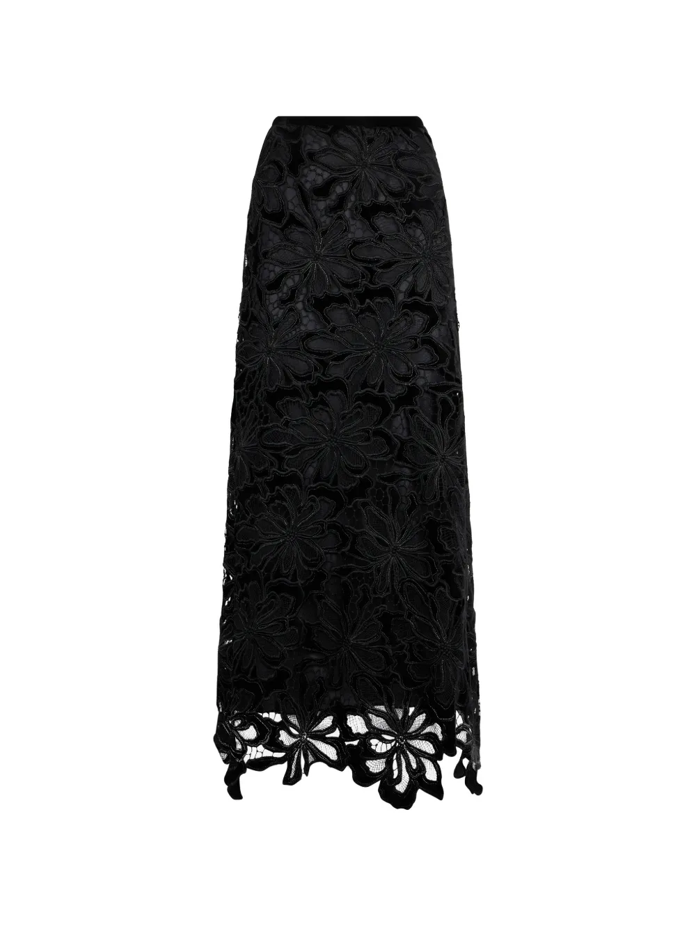 Roberto Cavalli floral lace maxi skirt - Nero