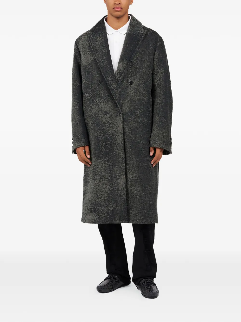  Roberto Cavalli Double-breasted Distressed-effect Coat - Black 