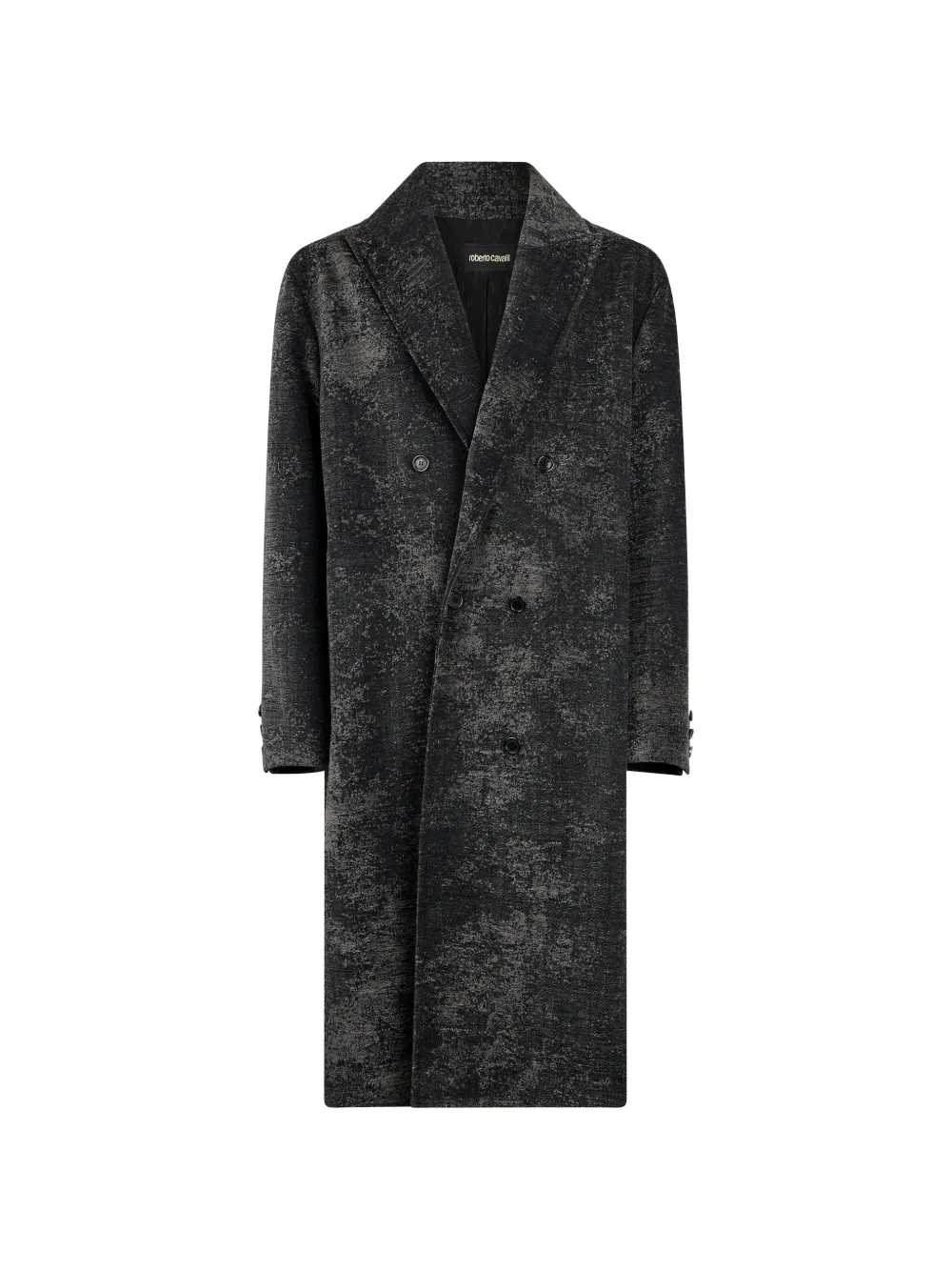 Roberto Cavalli double-breasted distressed-effect coat - Black
