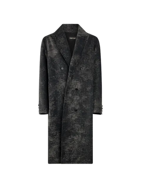 Roberto Cavalli double-breasted distressed-effect coat