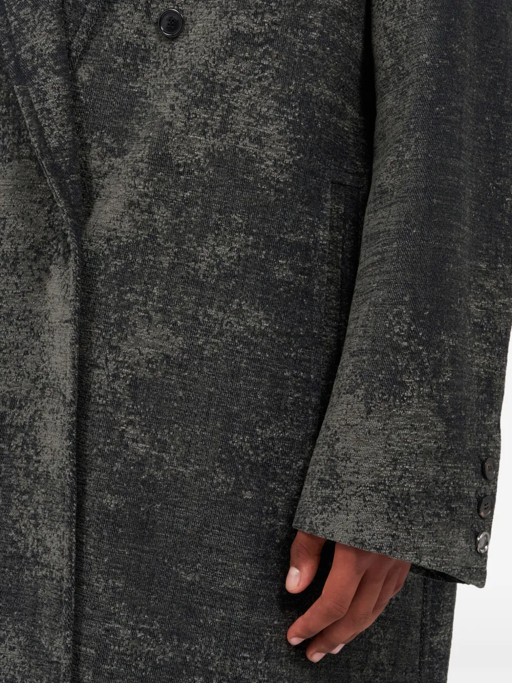 double-breasted distressed-effect coat