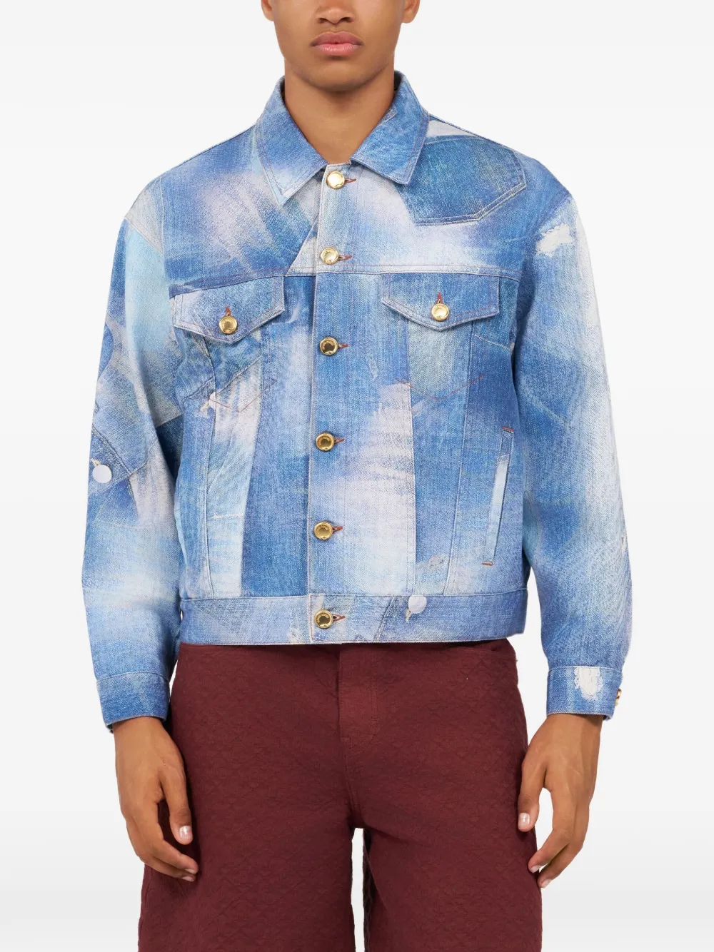  Roberto Cavalli Patchwork-effect Denim Jacket - Blue 