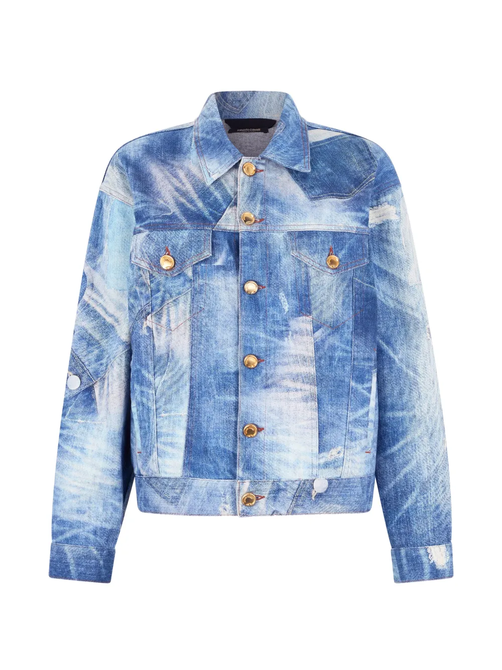 Roberto Cavalli patchwork-effect denim jacket - Blau