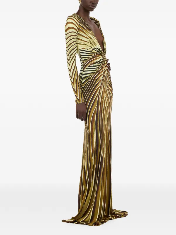 roberto cavalli long sleeve dress Roberto Cavalli-Dresses Natural/Gold-Dresses