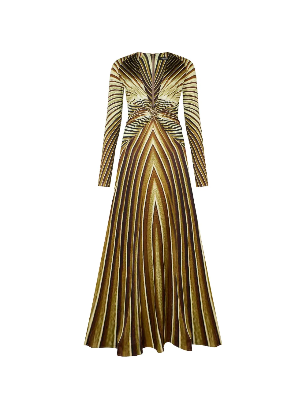 Roberto Cavalli iside-print long-sleeve maxi dress - Toni neutri