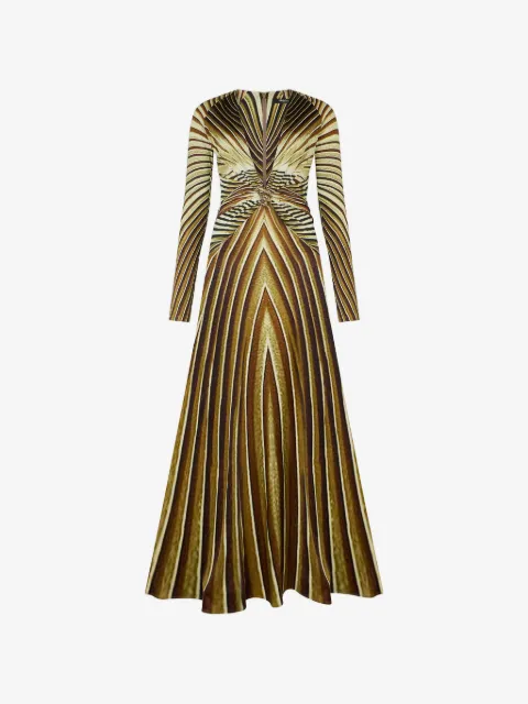 Roberto Cavalli  vestido largo manga larga con estampado iside