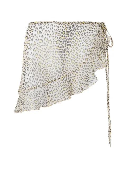 Roberto Cavalli ruffled animal-print skirt