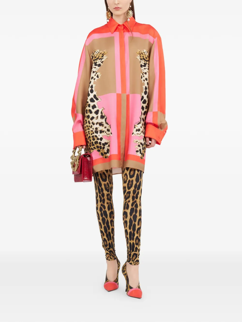 Roberto Cavalli Blousejurk met dierenprint Oranje