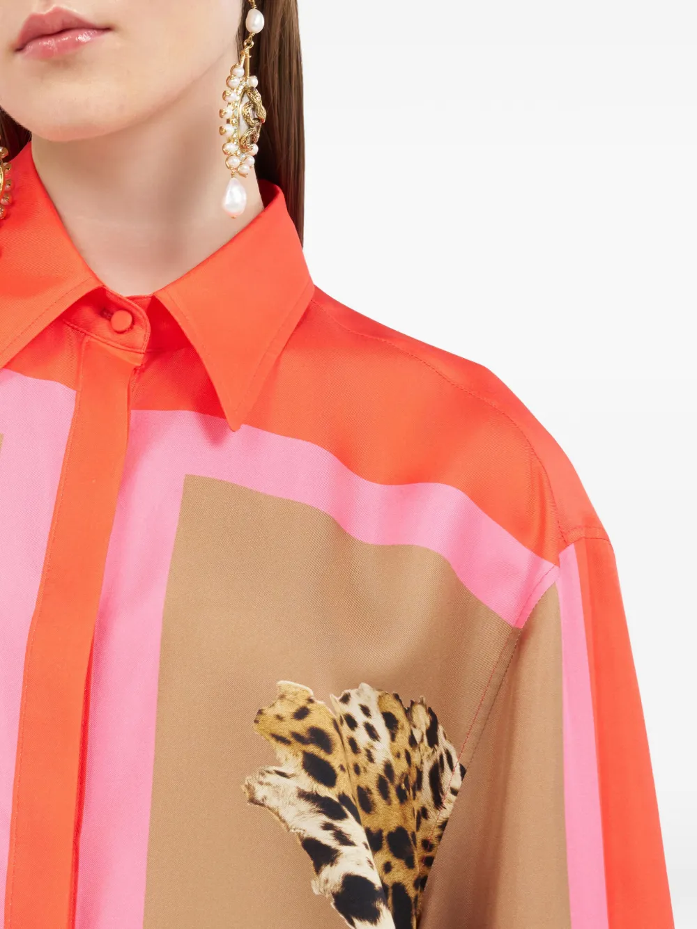 Roberto Cavalli Blousejurk met dierenprint Oranje