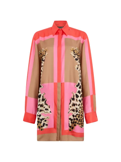 Roberto Cavalli vestido camisero con animal print