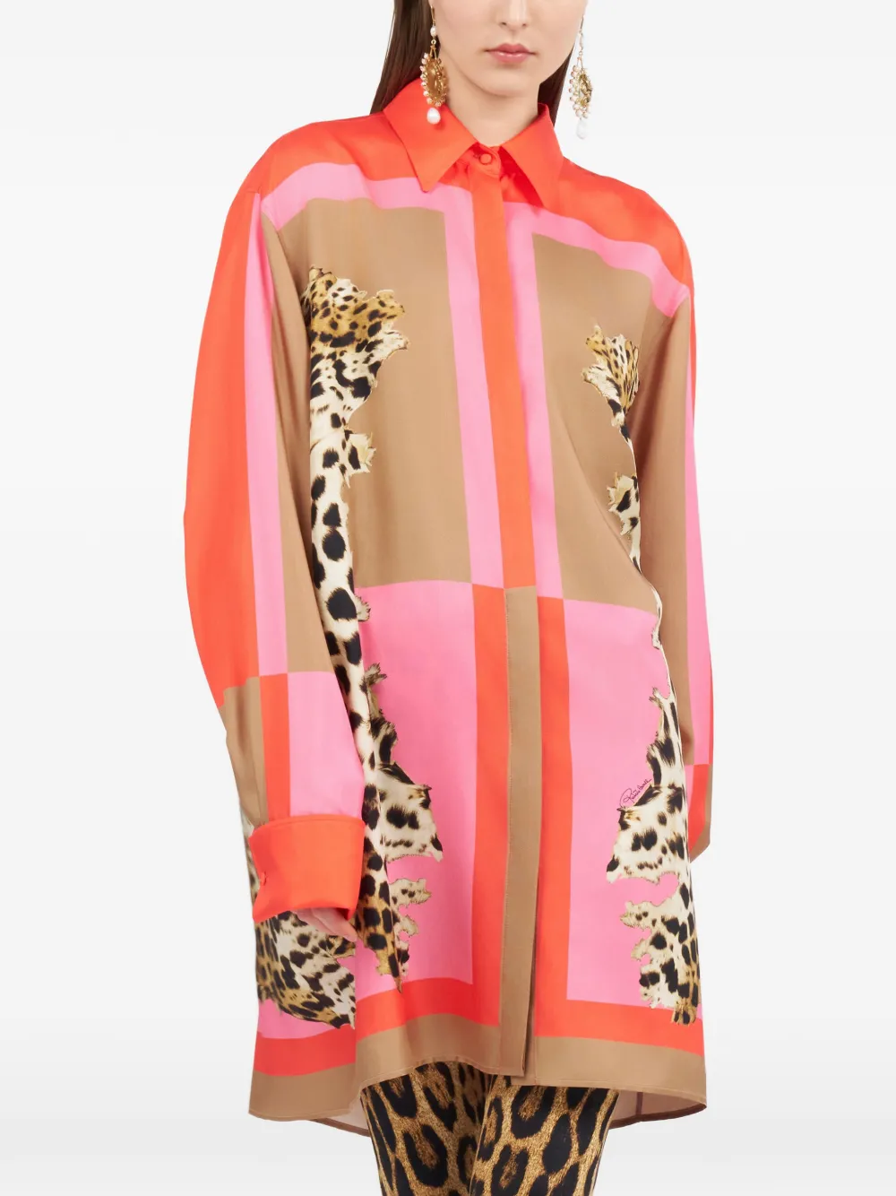 Roberto Cavalli Blousejurk met dierenprint Oranje