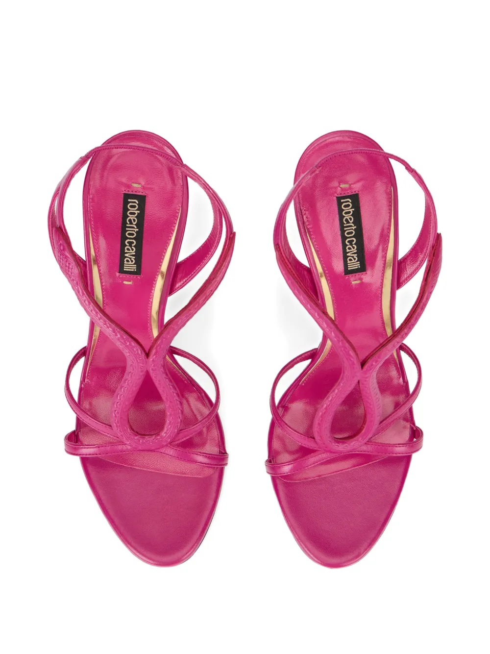 Roberto Cavalli snake-detail leather sandals Roze