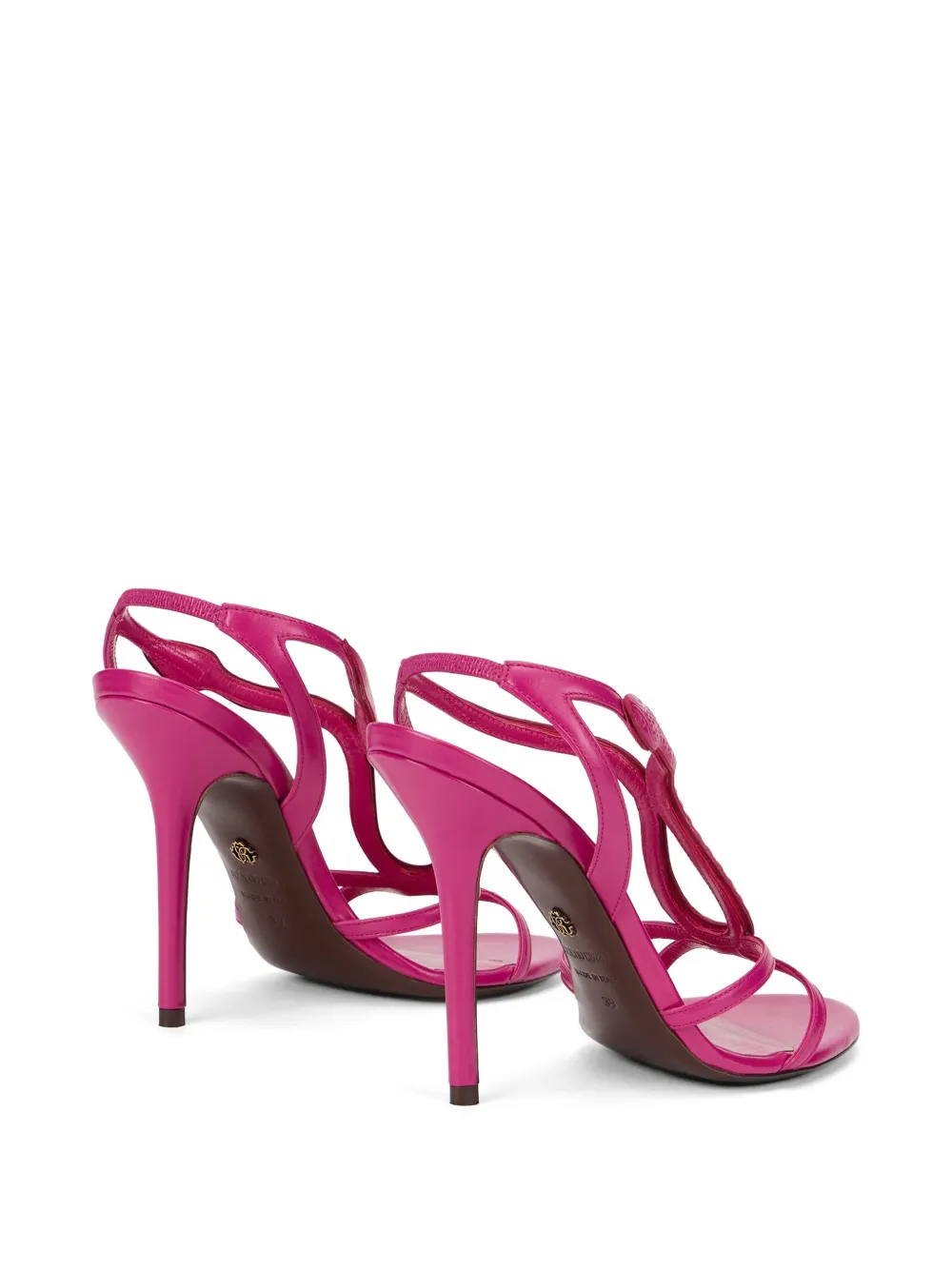 Roberto Cavalli snake-detail leather sandals Roze