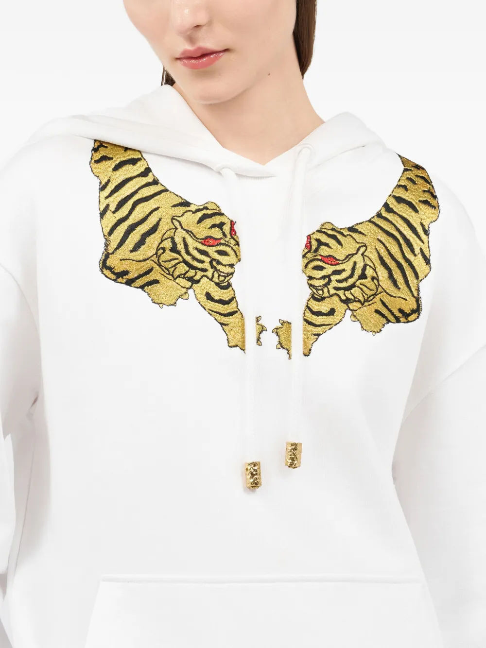 Roberto Cavalli Hoodie met tijgerpatch Wit