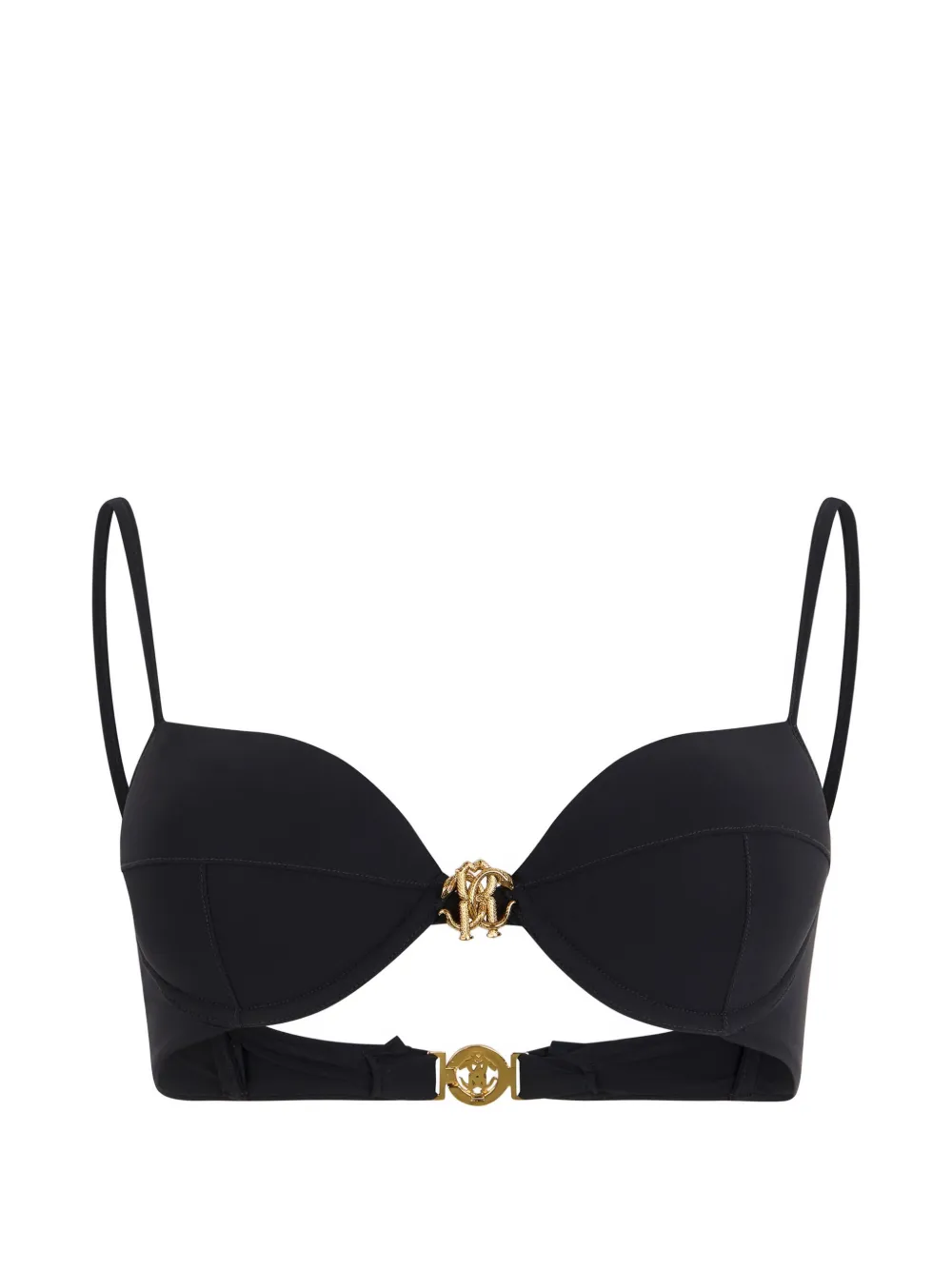 Roberto Cavalli logo-detail bikini top - Schwarz