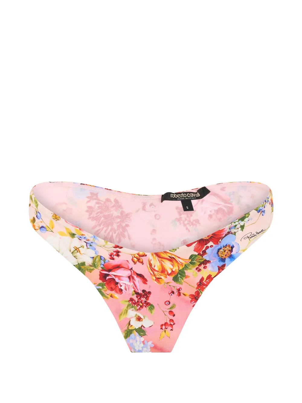 Roberto Cavalli floral-print logo-plaque bikini bottoms - Rosa