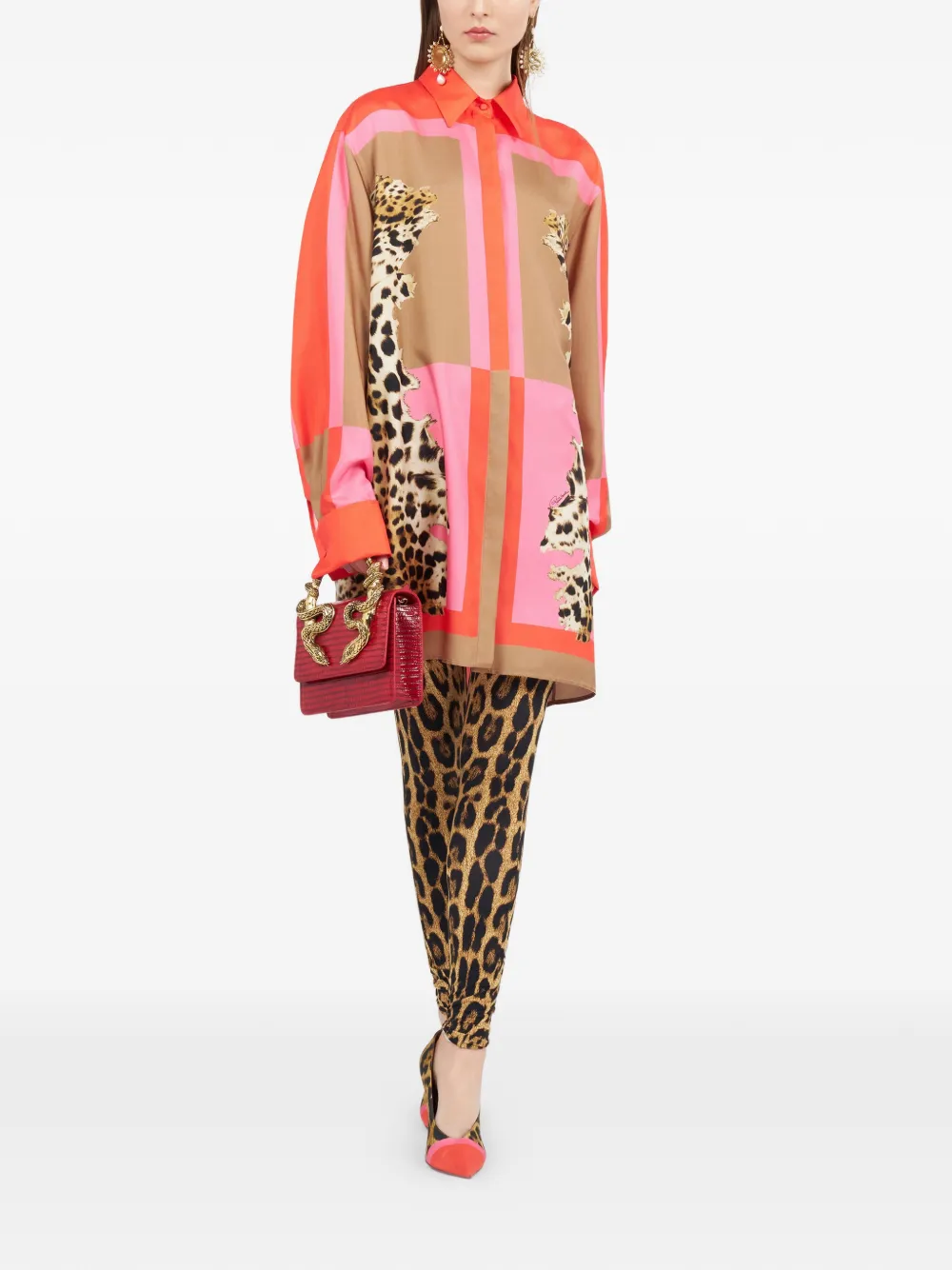 Roberto Cavalli Legging met luipaardprint Beige