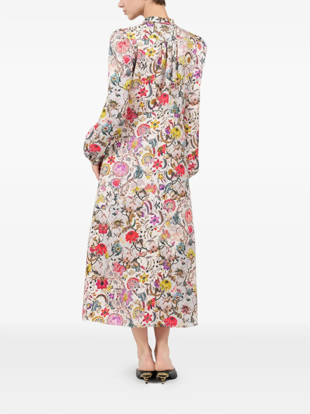 Roberto Cavalli Midi-jurk met bloemenprint Beige