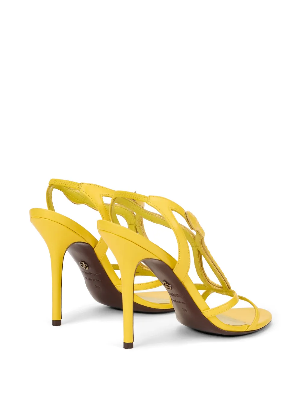 Roberto Cavalli snake-detail leather sandals Geel