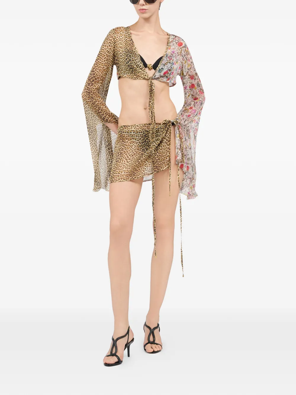 Roberto Cavalli Copricostume con motivo leopardato e a fiori - Toni neutri