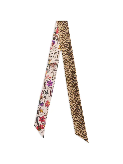Roberto Cavalli leopard-print floral-pattern scarf