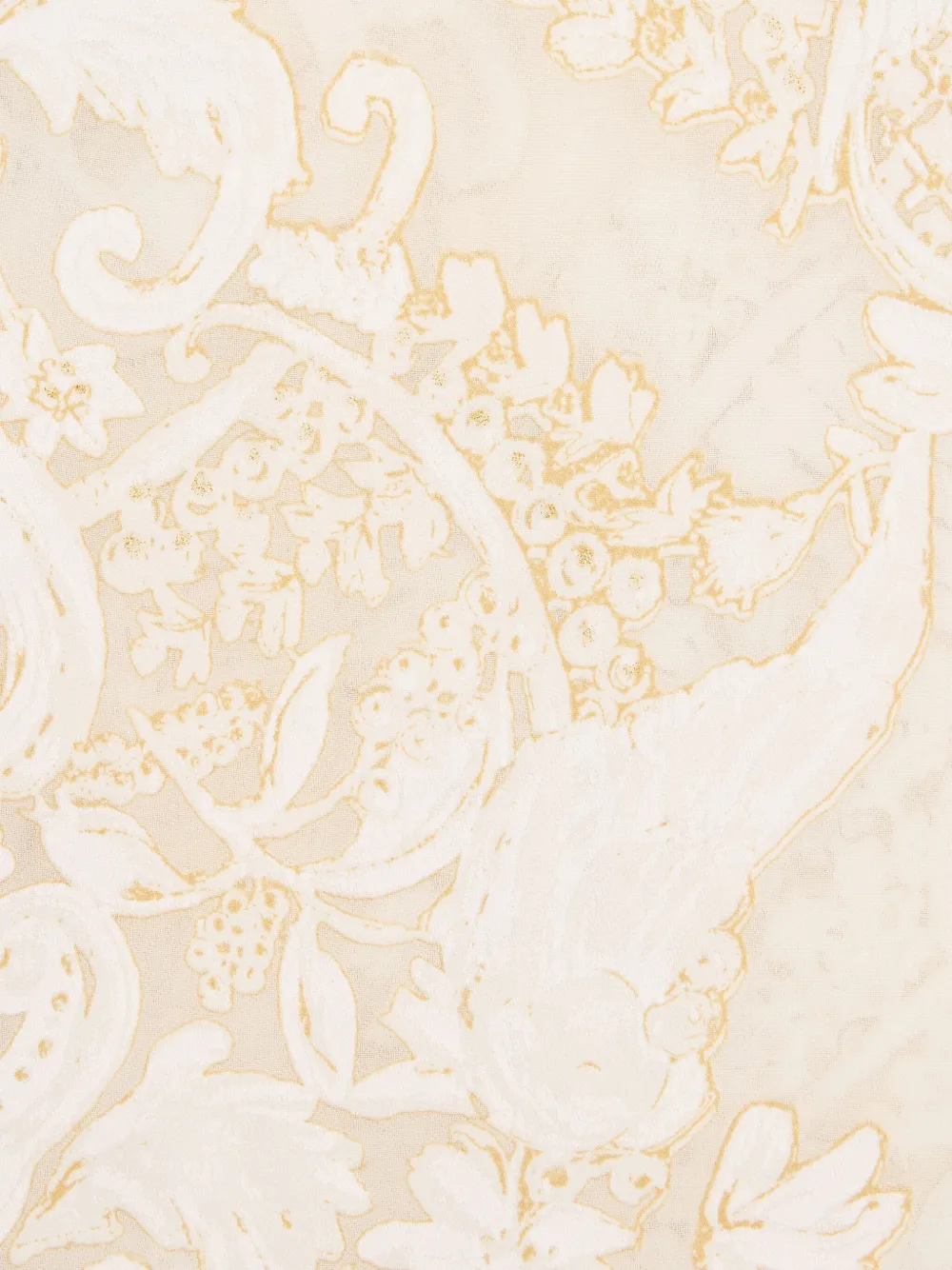Roberto Cavalli Sjaal met barokprint en franje Beige