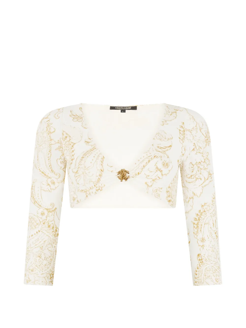 Roberto Cavalli paisley-print logo-plaque top - Nude