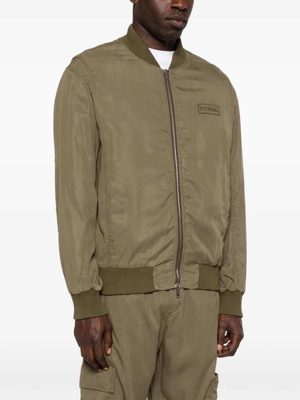  Iceberg Logo-patch Bomber Jacket - Green 