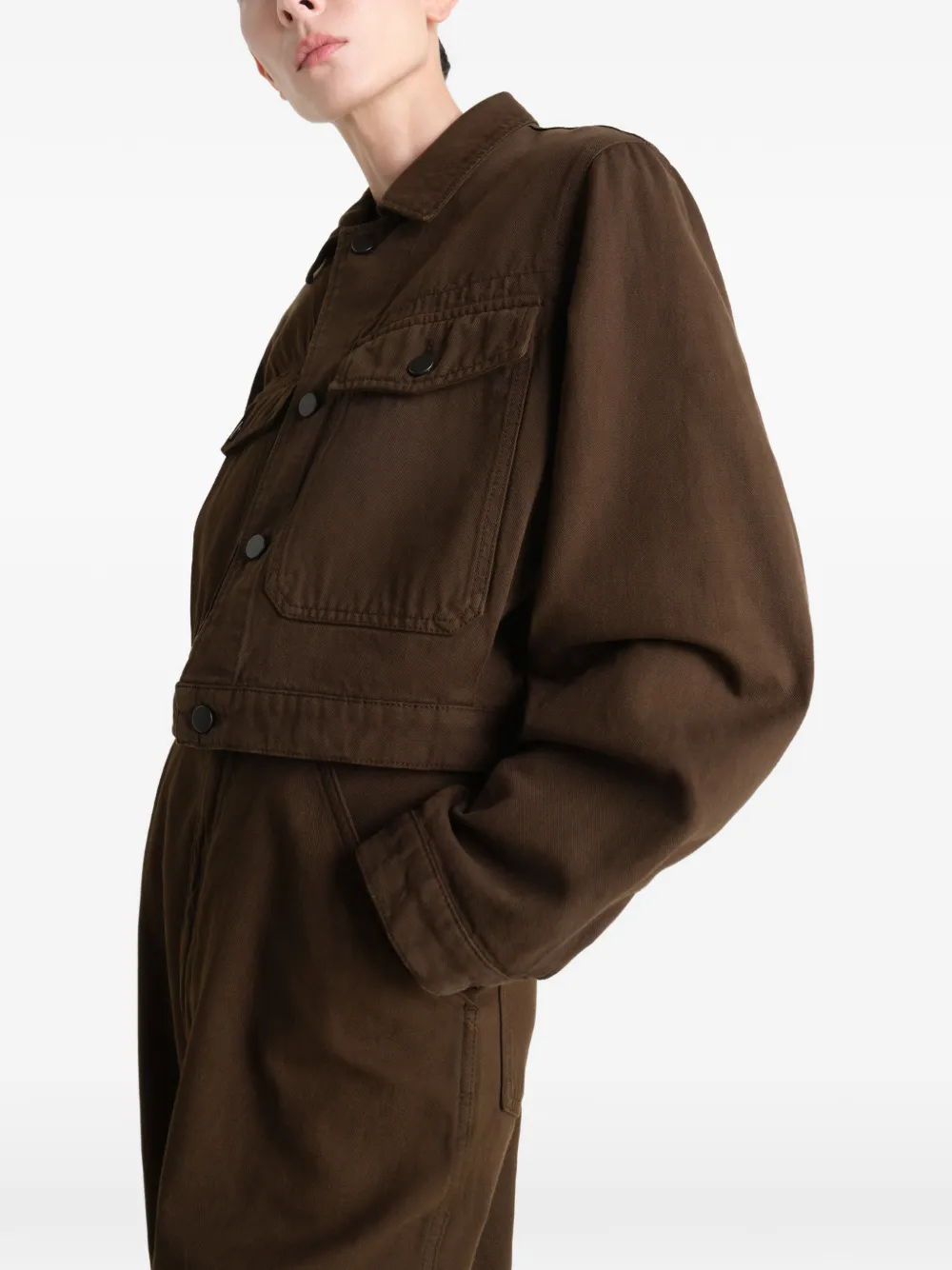 LEMAIRE Twill cropped blouse Bruin