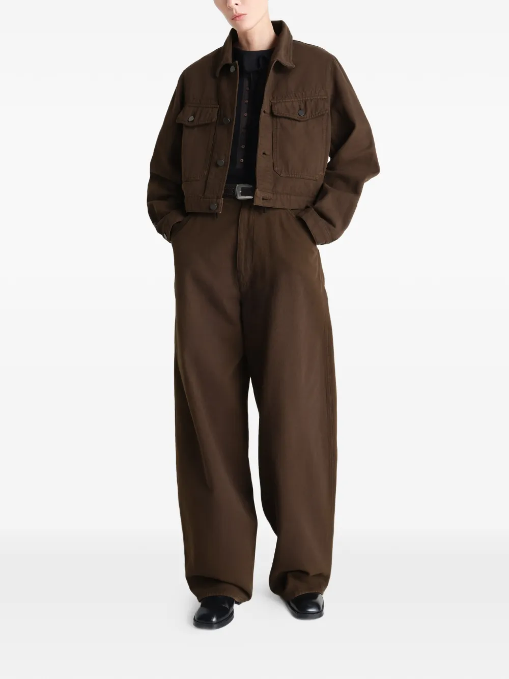 LEMAIRE Twill cropped blouse Bruin