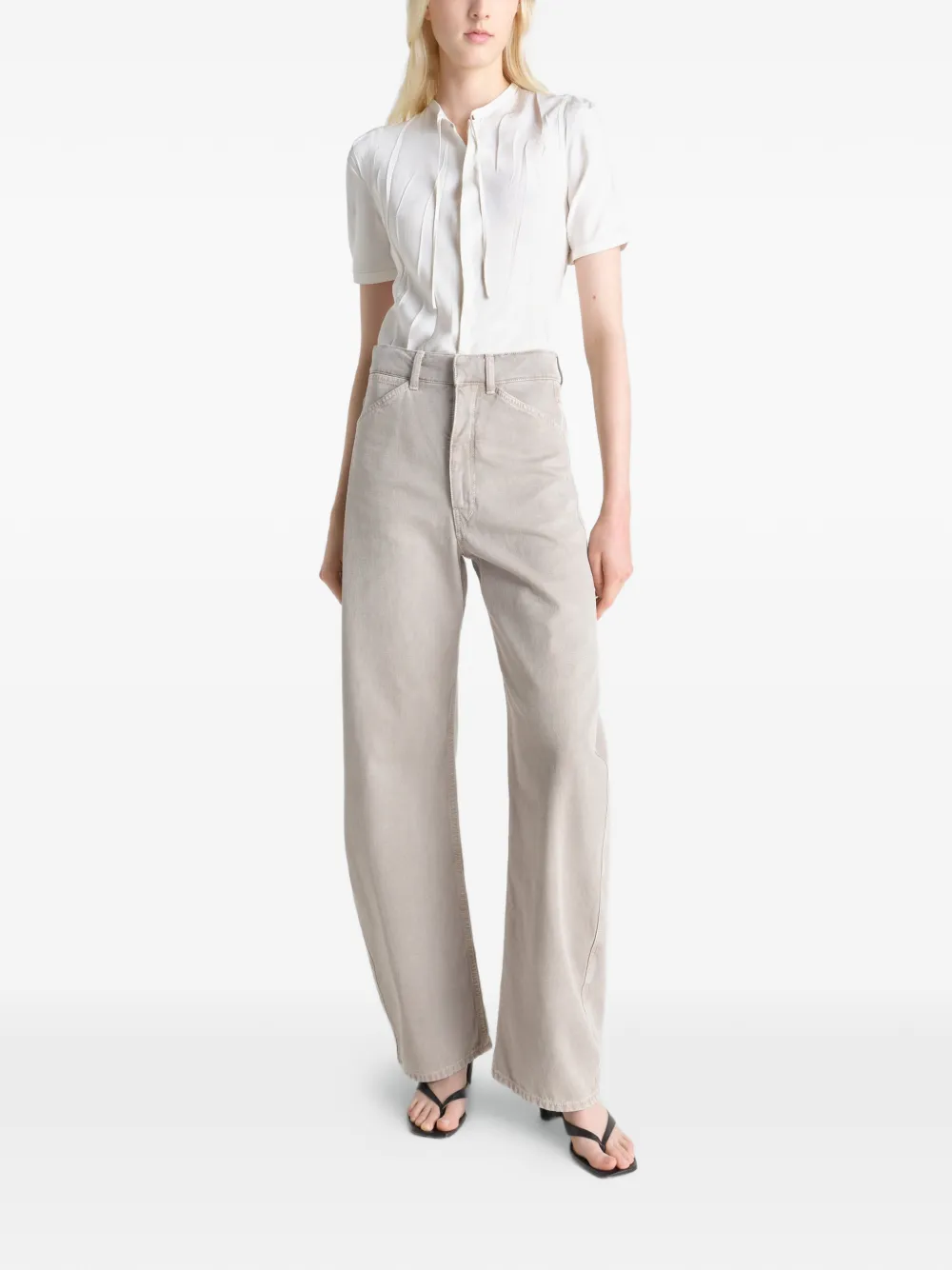 LEMAIRE High waist broek met gedraaide afwerking Beige